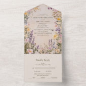 Elegant Boho Wildflower Wedding All In One Uitnodiging (Binnen)