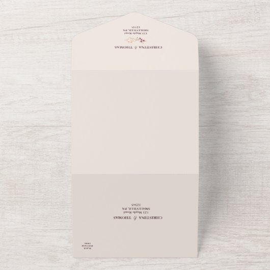 Elegant Boho Wildflower Wedding All In One Uitnodiging (Buitenkant)