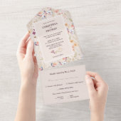Elegant Boho Wildflower Wedding All In One Uitnodiging (Afscheurbaar)