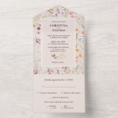 Elegant Boho Wildflower Wedding All In One Uitnodiging (Binnen)