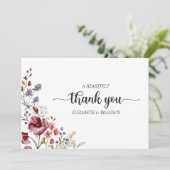 Elegant Boho Wildflower Wedding Bedankt Kaart (Staand voorkant)