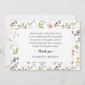 Elegant Boho Wildflower Wedding Bedankt Kaart (Achterkant)