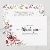 Elegant Boho Wildflower Wedding Bedankt Kaart (Voorkant / Achterkant)