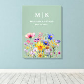 Elegant Boho Wildflower Wedding Canvas Afdruk (Insitu (Houten vloer))