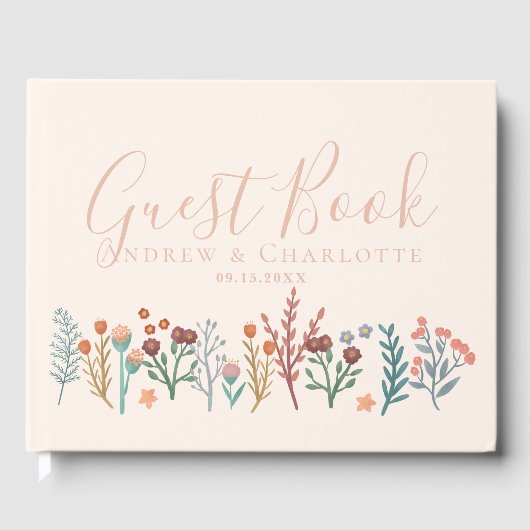Elegant Boho Wildflower Wedding Gastenboek (Voorkant)