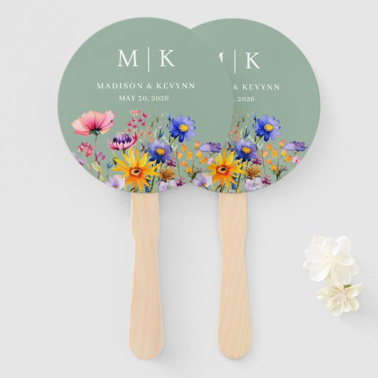 Elegant Boho Wildflower Wedding Handwaaier (Voorkant en achterkant)