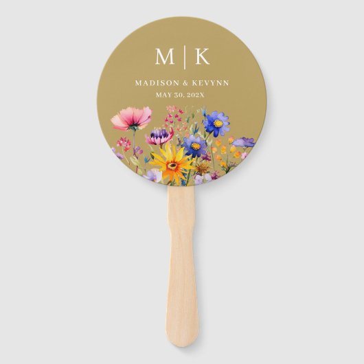 Elegant Boho Wildflower Wedding Handwaaier (Achterkant)