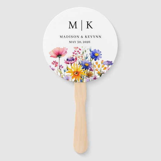 Elegant Boho Wildflower Wedding Handwaaier (Achterkant)