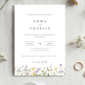 Elegant Boho Wildflower Wedding Invitation Kaart
