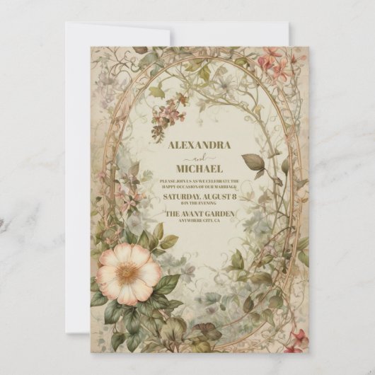 Elegant Boho Wildflower Wedding Kaart (Voorkant)