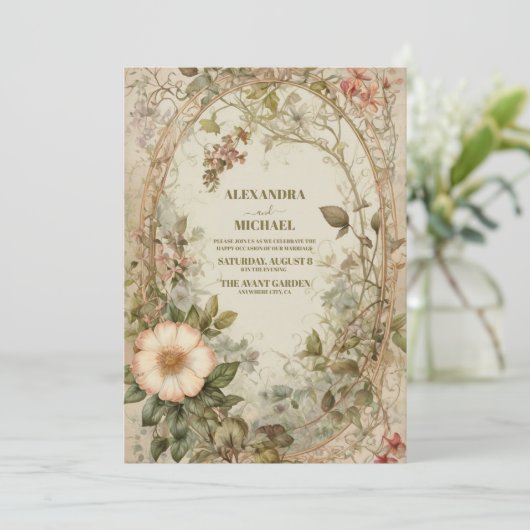 Elegant Boho Wildflower Wedding Kaart (Staand voorkant)