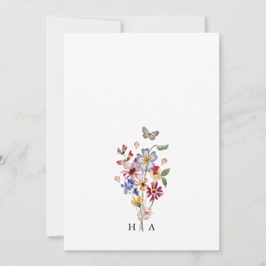 Elegant Boho Wildflower Wedding Kaart (Achterkant)