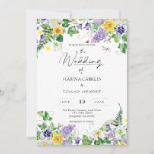Elegant Boho Wildflower Wedding Kaart (Voorkant)