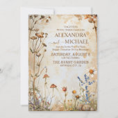 Elegant Boho Wildflower Wedding Kaart (Voorkant)