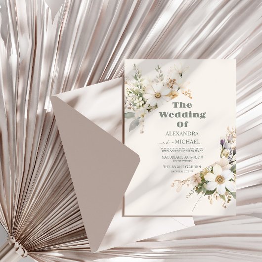 Elegant Boho Wildflower Wedding Kaart