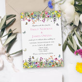 Elegant Boho Wildflower Wedding Kaart