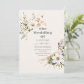 Elegant Boho Wildflower Wedding Kaart (Staand voorkant)