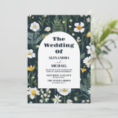 Elegant Boho Wildflower Wedding Kaart (Staand voorkant)