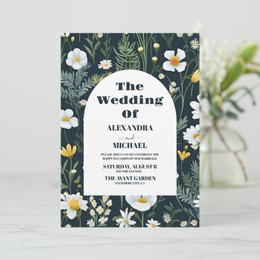 Elegant Boho Wildflower Wedding Kaart (Staand voorkant)