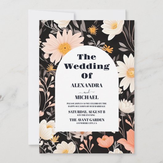 Elegant Boho Wildflower Wedding Kaart (Voorkant)