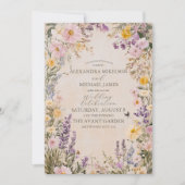 Elegant Boho Wildflower Wedding Kaart (Voorkant)