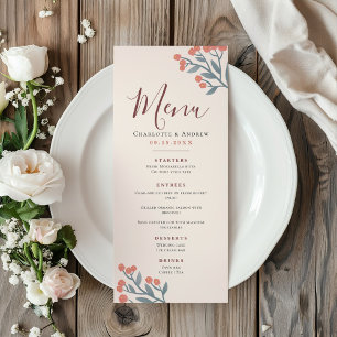 Elegant Boho Wildflower Wedding Menu