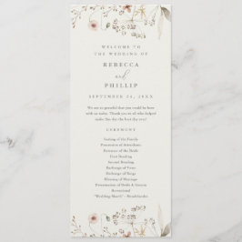 Elegant Boho Wildflower Wedding Programmakaart
