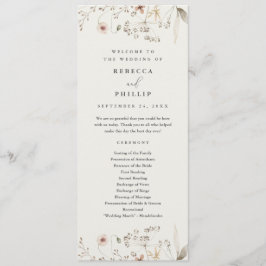 Elegant Boho Wildflower Wedding Programmakaart