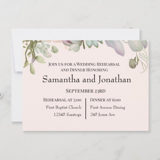 Elegant BOHO Wildflower Wedding Rehearsal Kaart (Voorkant)