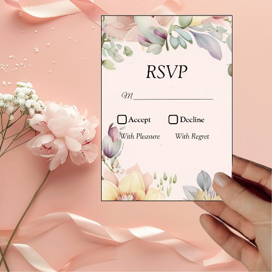Elegant BOHO Wildflower Wedding RSVP Kaartje