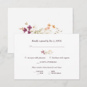 Elegant Boho Wildflower Wedding RSVP Kaartje (Voorkant / Achterkant)