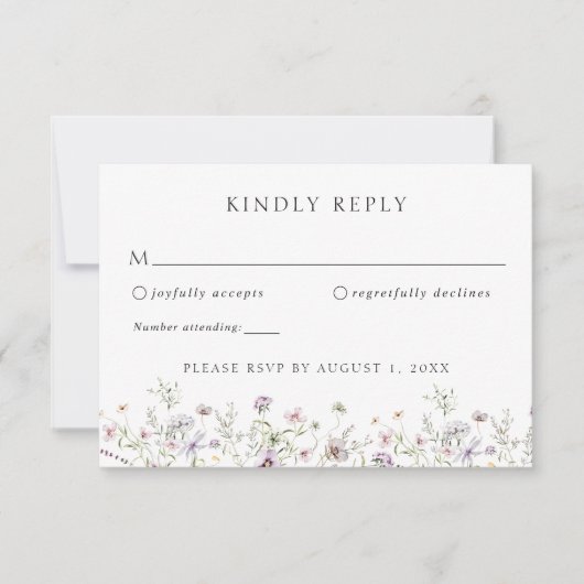 Elegant Boho Wildflower Wedding RSVP Reactie Kaart (Voorkant)