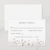 Elegant Boho Wildflower Wedding RSVP Reactie Kaart (Voorkant / Achterkant)