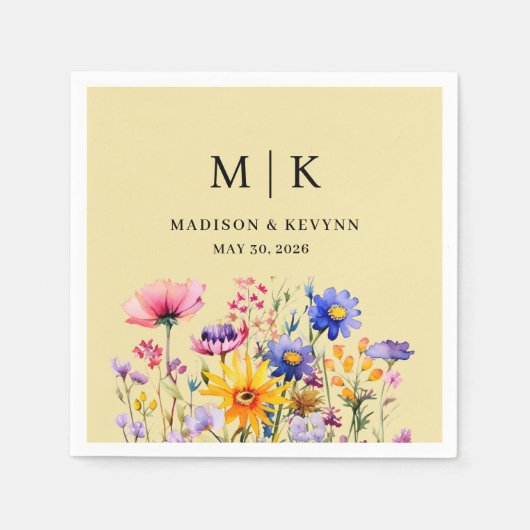 Elegant Boho Wildflower Wedding Servet (Voorkant)