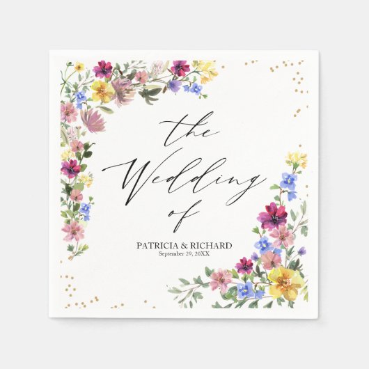 Elegant Boho Wildflower Wedding Servet (Voorkant)