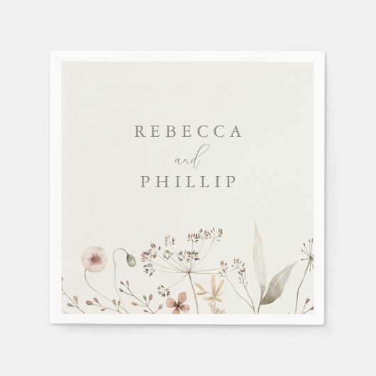 Elegant Boho Wildflower Wedding Servet (Voorkant)