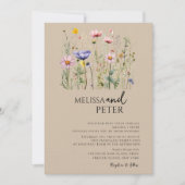 Elegant Boho Wildflower Wedding Uitnodiging (Voorkant)