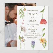 Elegant Boho Wildflower Wedding Uitnodiging (Voorkant / Achterkant)
