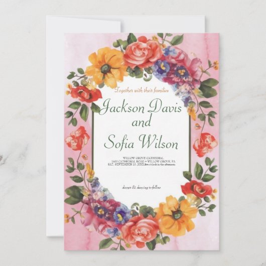 Elegant Boho Wildflower Wedding Uitnodiging (Voorkant)