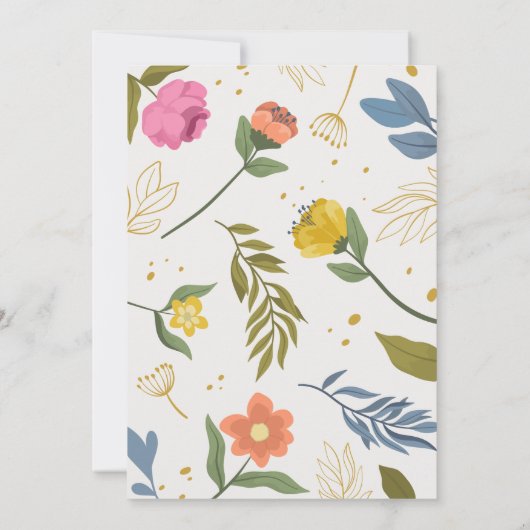 Elegant Boho Wildflower Wedding Uitnodiging (Achterkant)