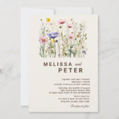 Elegant Boho Wildflower Wedding Uitnodiging (Voorkant)