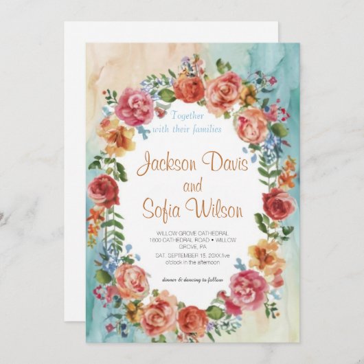 Elegant Boho Wildflower Wedding Uitnodiging (Voorkant / Achterkant)