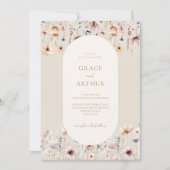 Elegant Boho Wildflower Wedding Uitnodiging (Voorkant)