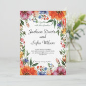 Elegant Boho Wildflower Wedding Uitnodiging (Staand voorkant)