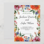 Elegant Boho Wildflower Wedding Uitnodiging (Voorkant / Achterkant)