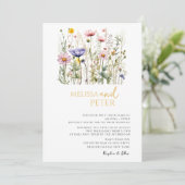 Elegant Boho Wildflower Wedding Uitnodiging (Staand voorkant)