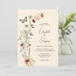 Elegant Boho Wildflower Wedding Uitnodiging