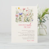 Elegant Boho Wildflower Wedding Uitnodiging (Staand voorkant)