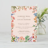 Elegant Boho Wildflower Wedding Uitnodiging (Staand voorkant)