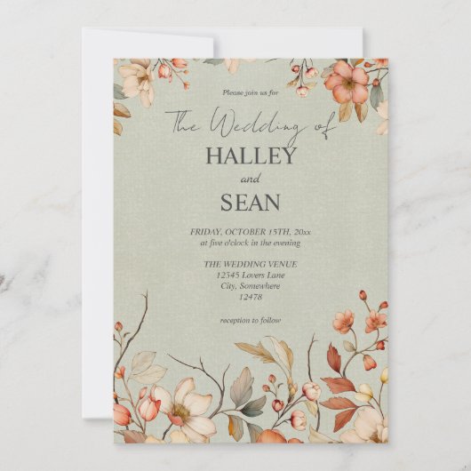 Elegant Boho Wildflower Wedding Uitnodiging (Voorkant)